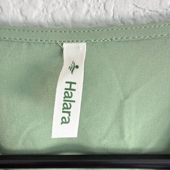 Halara Breezeful Short Sleeve Pocket Tie Back Quick Dry Midi Dress wasabi green - Picture 4 of 9